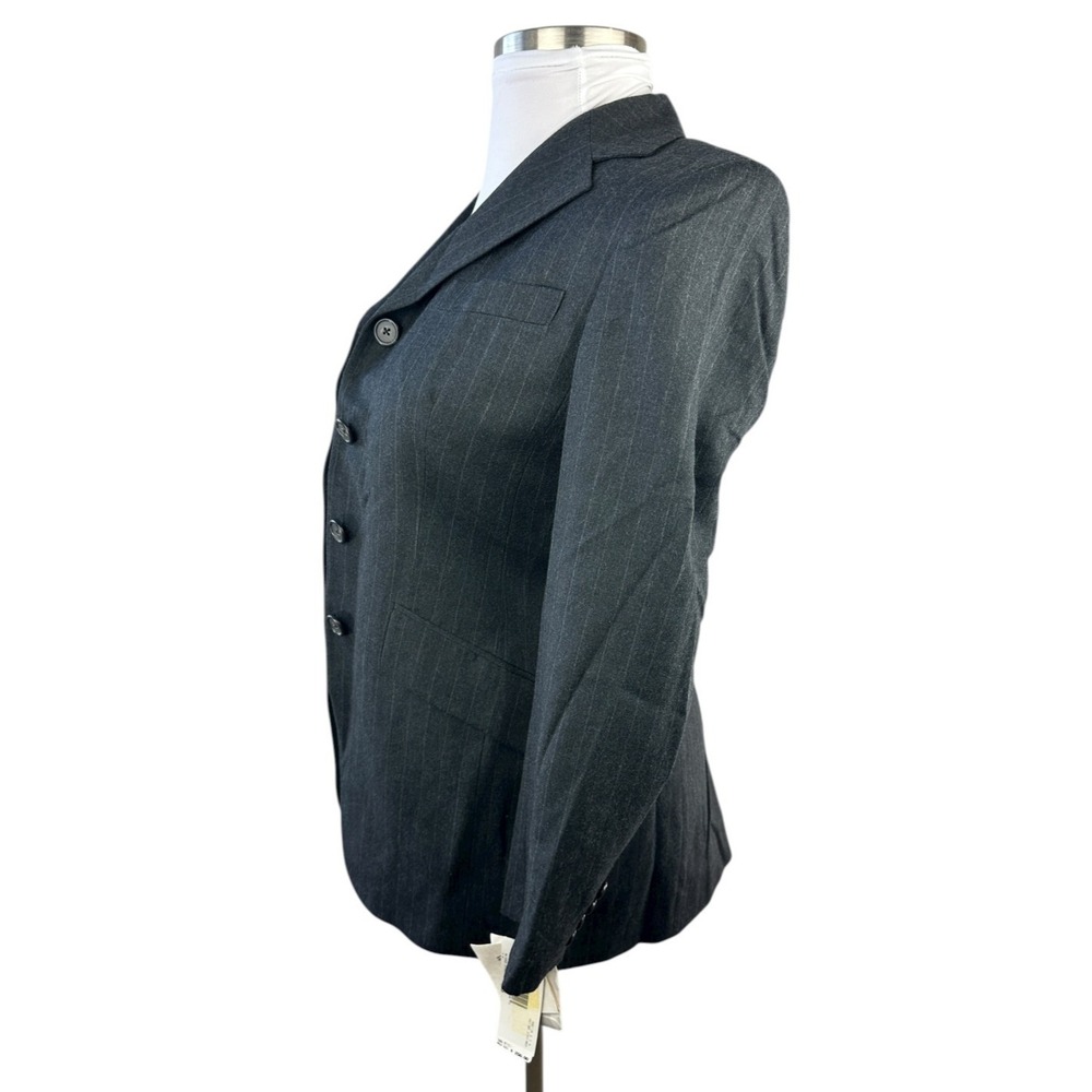NWT Lauren Ralph Lauren Worsted Wool Blazer USA Made Gray Striped Women's Size 6 - Picture 8 of 15